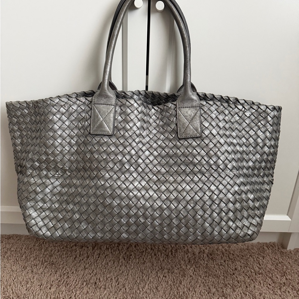 Bottega Veneta Cabat in Metallic Gray (Peltro)